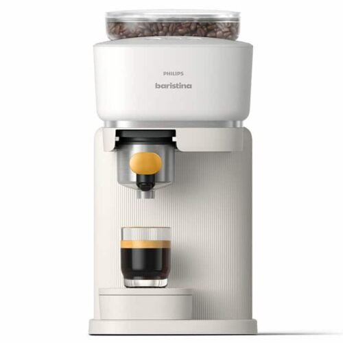 Machine expresso broyeur PHILIPS Baristina BAR300/03 blanche porte-filtre jaune